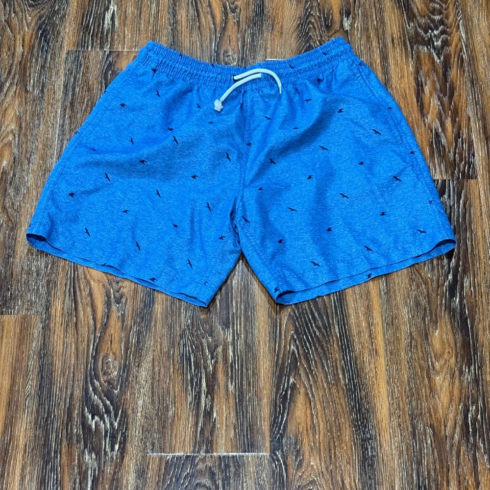 Trunks Surf & Swim Co Mens M Blue Bird Print Swim Shorts Medium Board Trunks